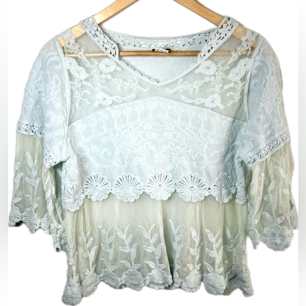 Sundance Light Blue Lace Blouse
